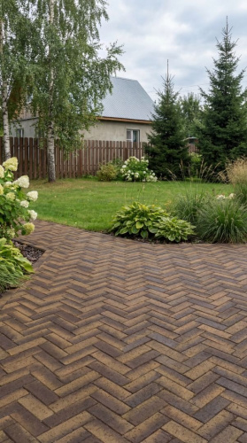 Брусчатка тротуарная клинкерная ЛСР Коричневая Монако золото Лонг